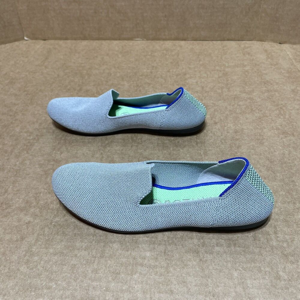 Rothy's The Flat Gray Ballet Flats Round Toe Womens Size 7 Dot Green EUC! - Picture 4 of 9